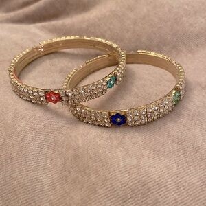 Indian wedding Set Coloured CZ Stones Bangle Set - 6cm inner diameter